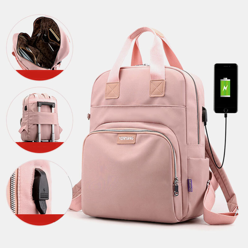 Image of Women Fashion Backpack Large Capacity Bag With USB Charging Port