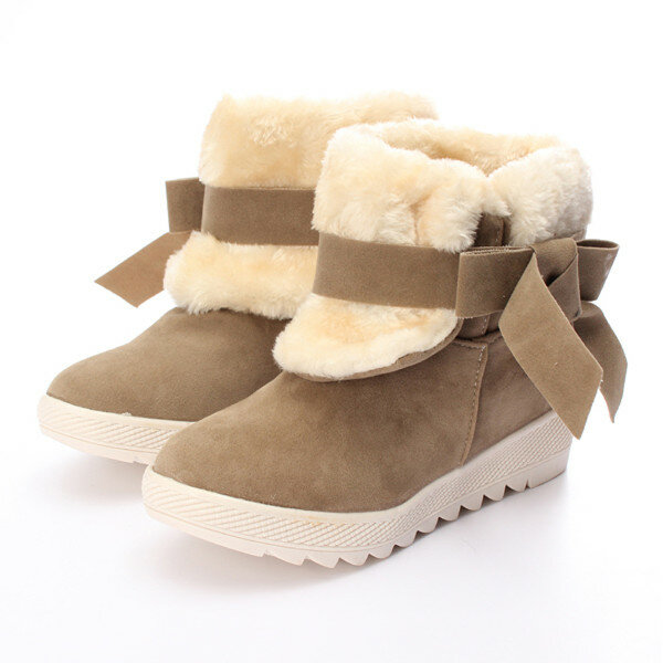 Image of Women Fur Lined Comfort Flats Warm Snow Ankle Boots