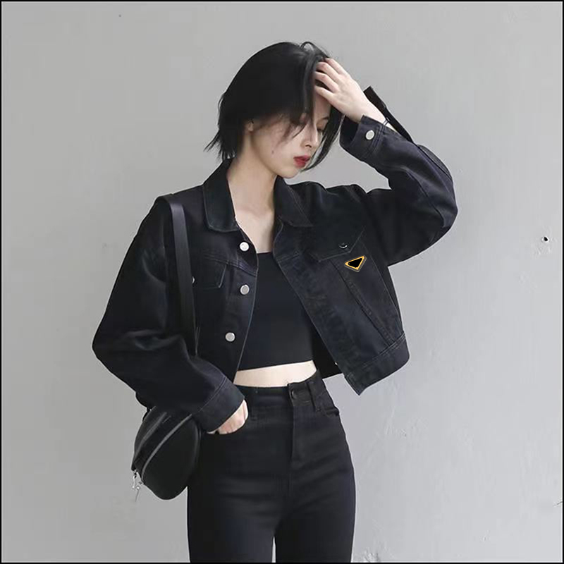 Image of Women Jackets Denim Woman Short Coats Autumn Spring Style Slim For Lady Jacket Designer Coat With Button Letters Classical Clothing S-XL