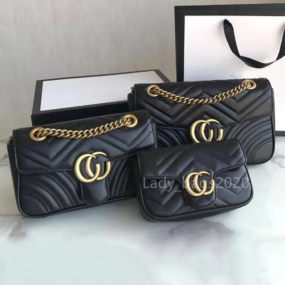 Image of Women Lady Messenger Bags Love heart V Wave Pattern Satchel Luxury Designers Genuine Leather Shoulder Bag Chain Handbags Purse Man