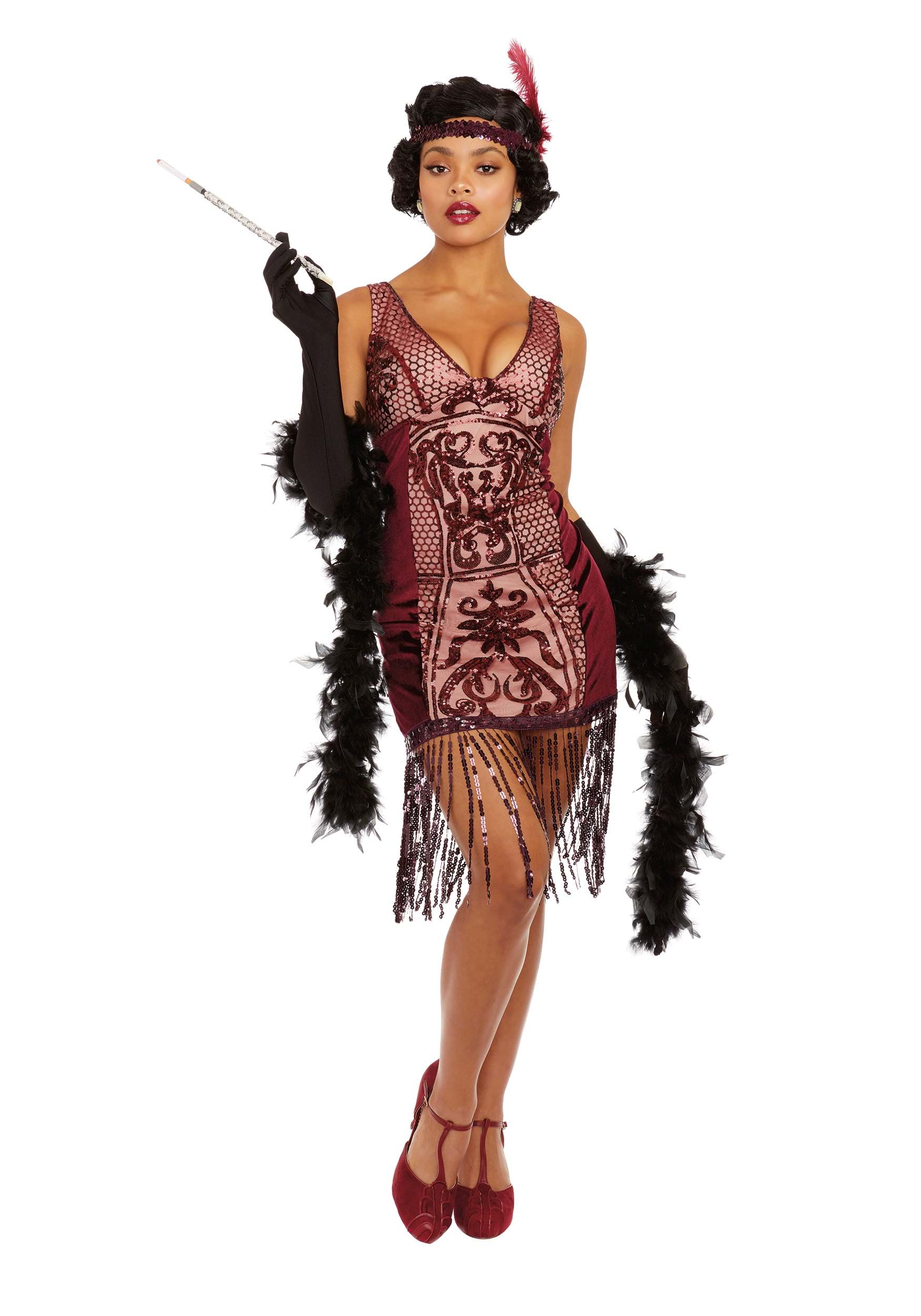 Image of Women's Adult Red Va-Va Voom Flapper Costume ID DR11998-S