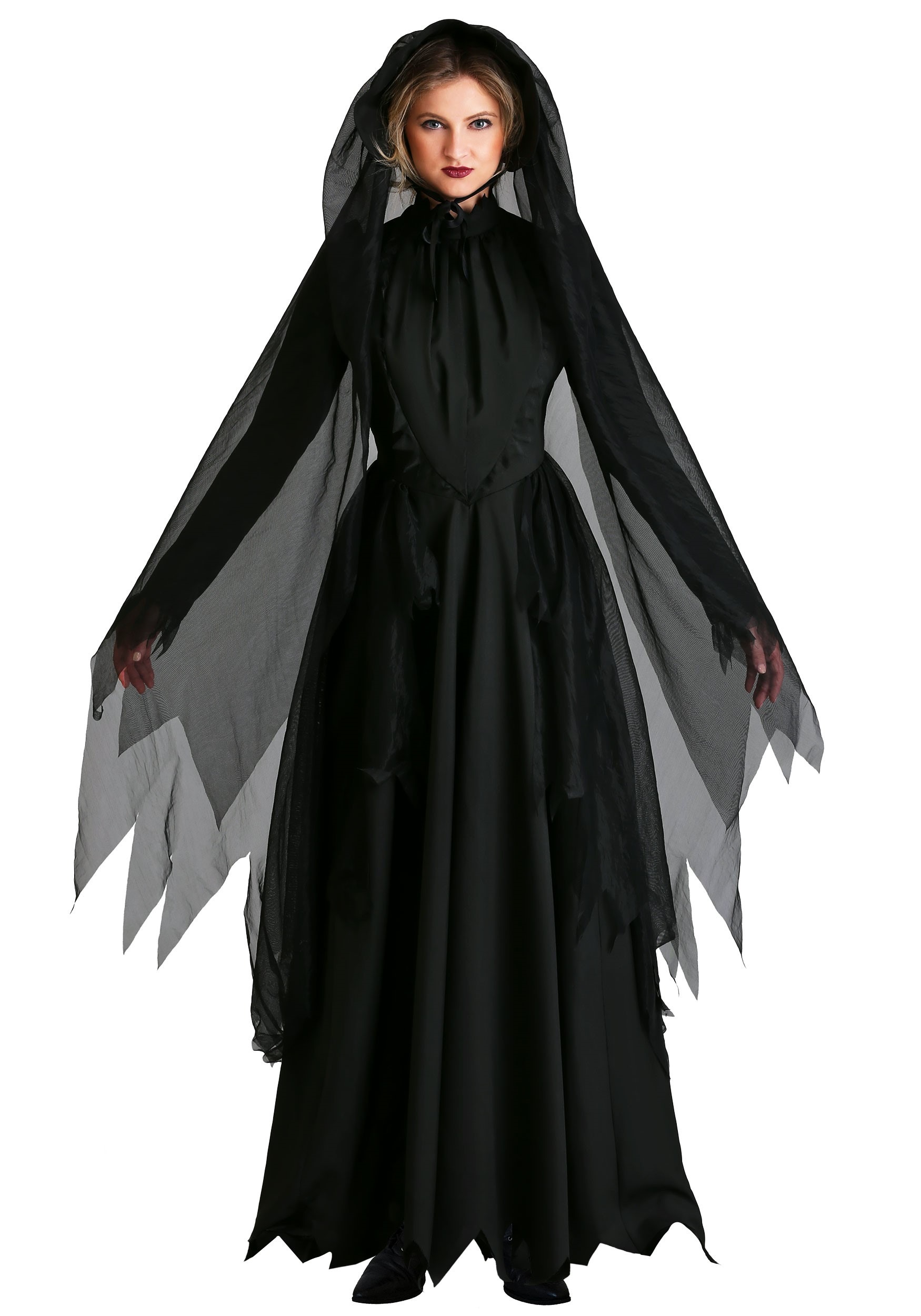 Image of Women's Lady in Black Ghost Costume ID FUN0478AD-XL