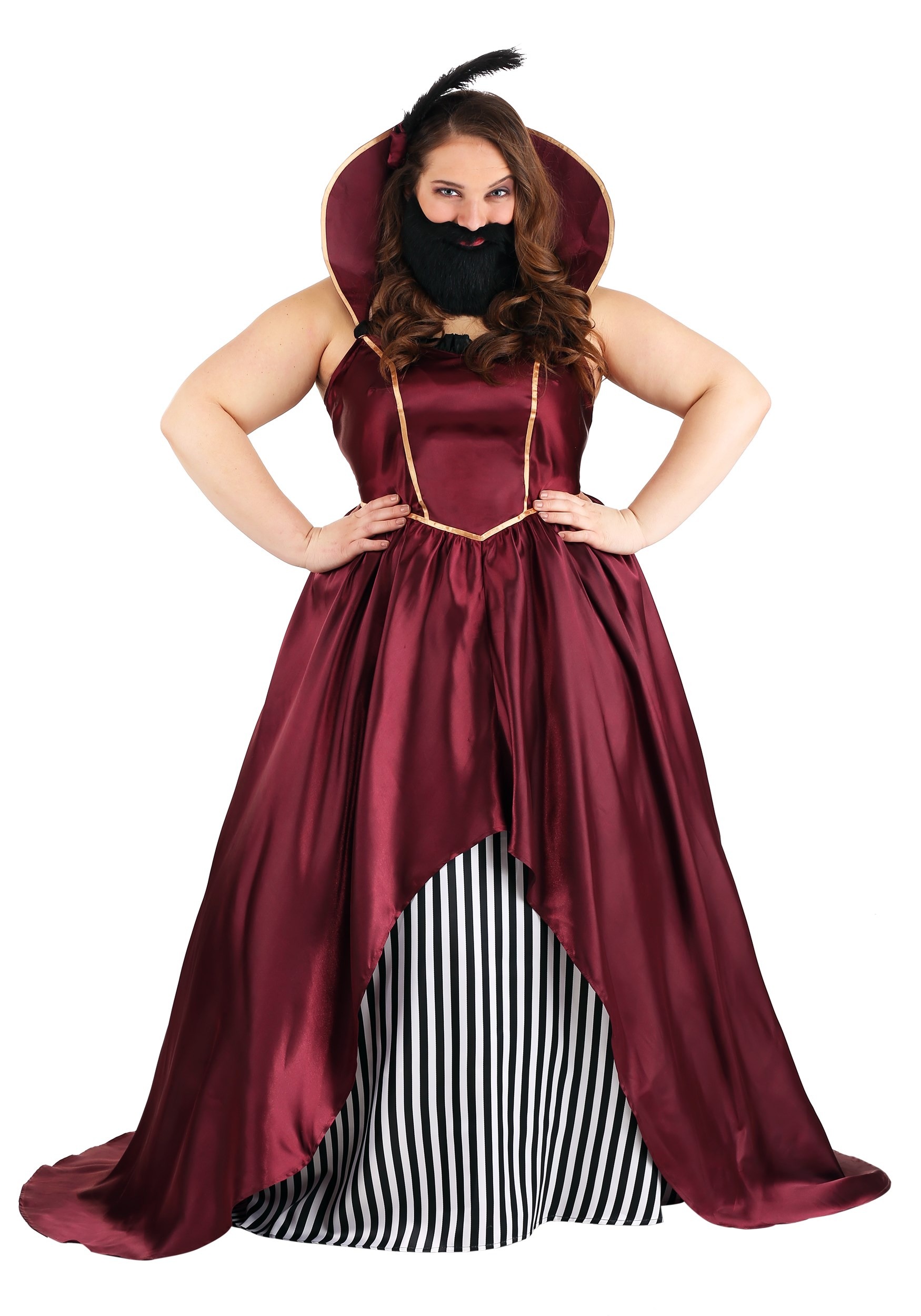Image of Women's Plus Size Bearded Lady Circus Costume ID FUN0956PL-1X