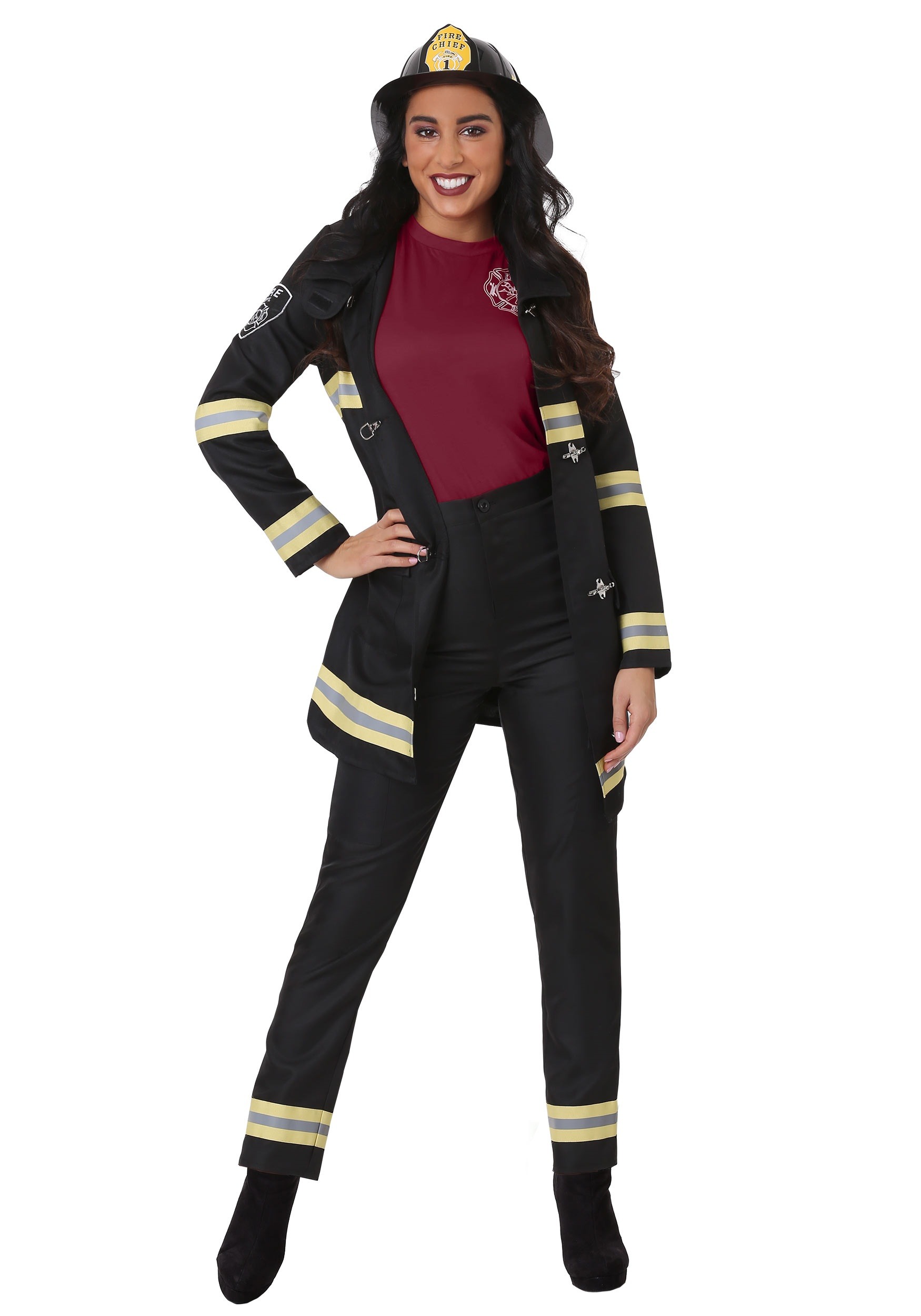 Image of Women's Plus Size Black Firefighter Costume ID FUN0286PL-1X