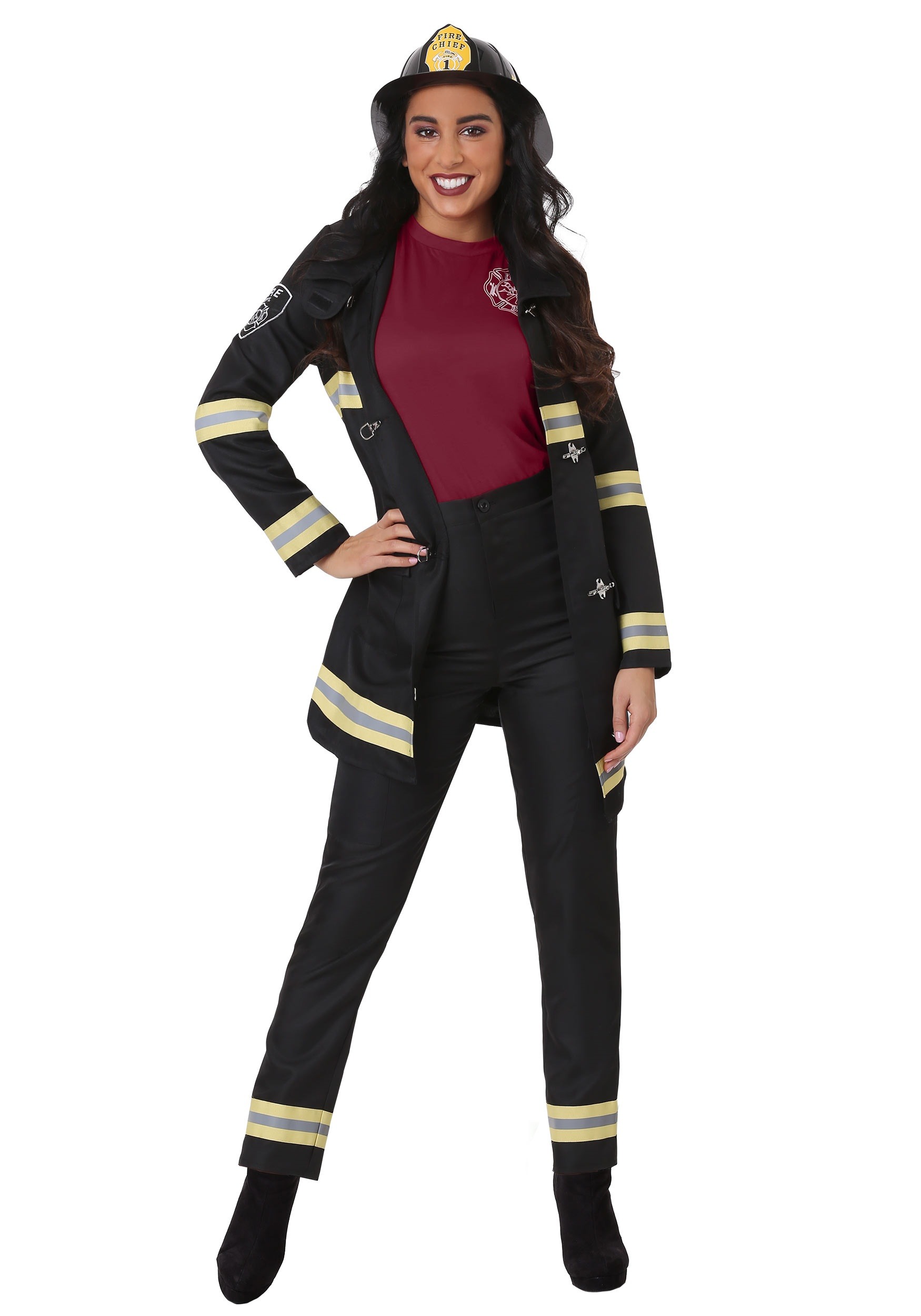 Image of Women's Plus Size Black Firefighter Costume ID FUN0286PL-2X