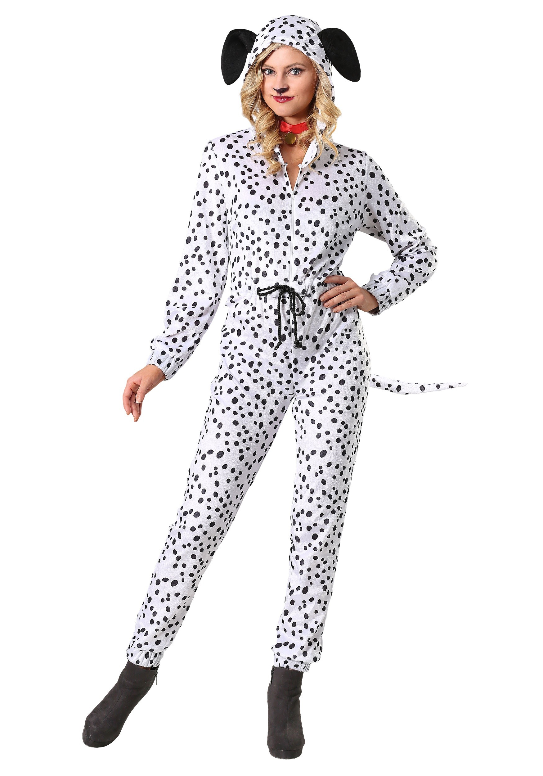 Image of Women's Plus Size Cozy Dalmatian Jumpsuit Costume | Animal Costumes ID FUN6242PL-1X