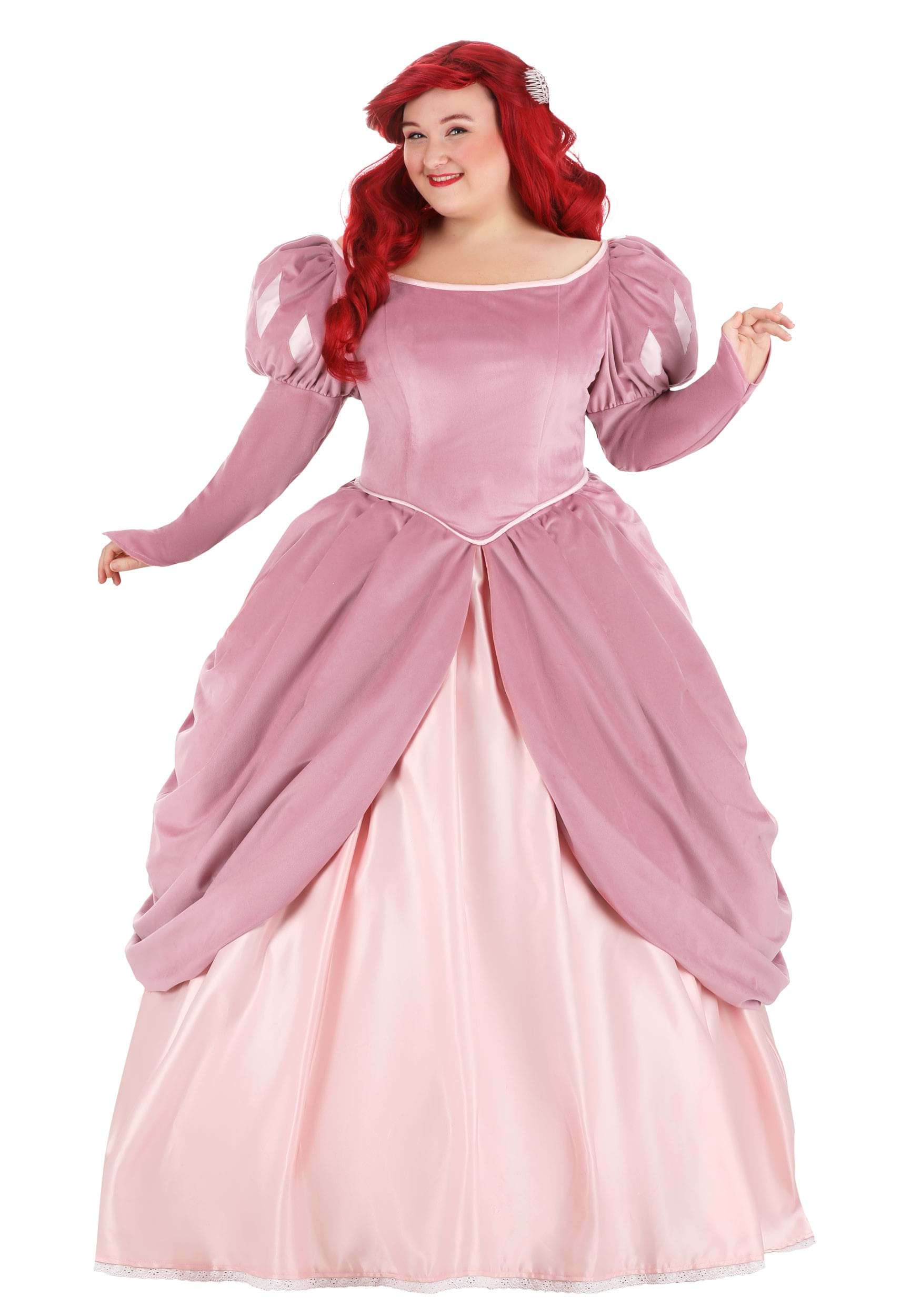 Image of Women's Plus Size Disney Pink Dress Ariel Costume Dress ID FUN4697PL-1X