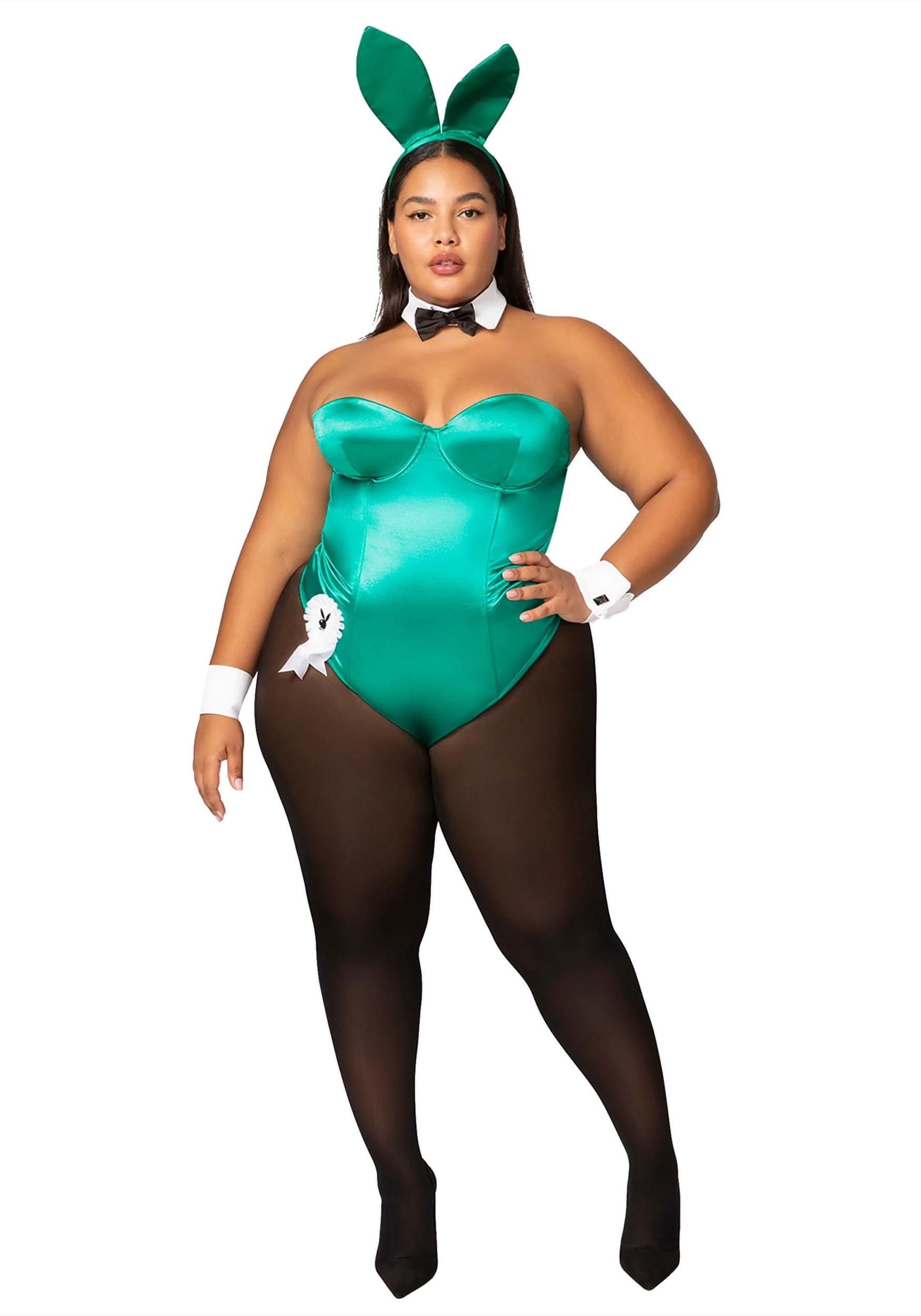 Image of Women's Plus Size Green Playboy Bunny Costume ID ROPB127GRX-1X