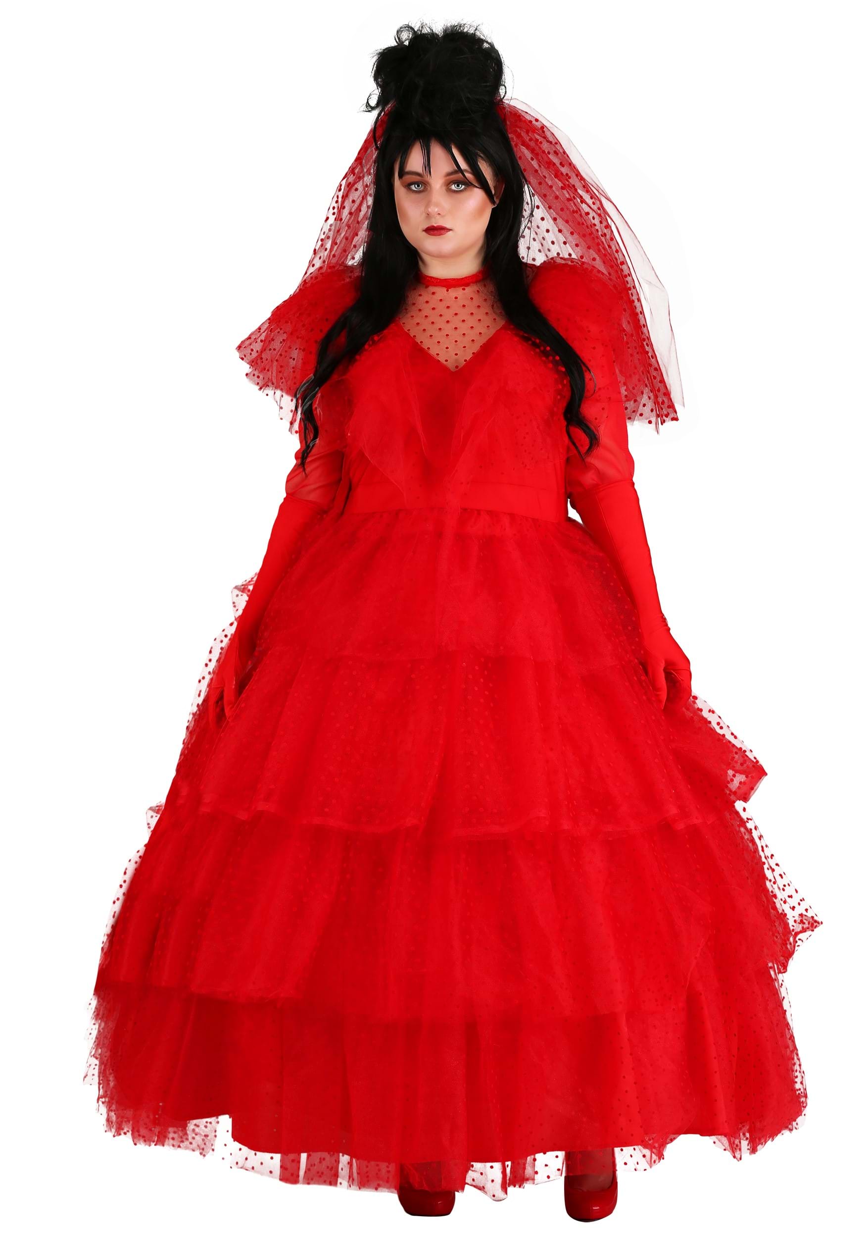 Image of Women's Plus Size Red Wedding Dress ID FUN1381PL-2X