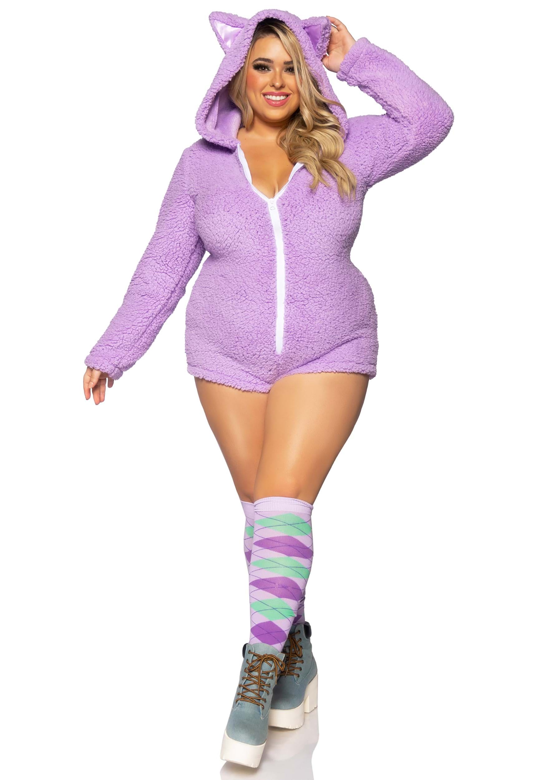 Image of Women's Plus Size Sexy Purple Cuddle Cat Costume ID LE86999X-1X/2X