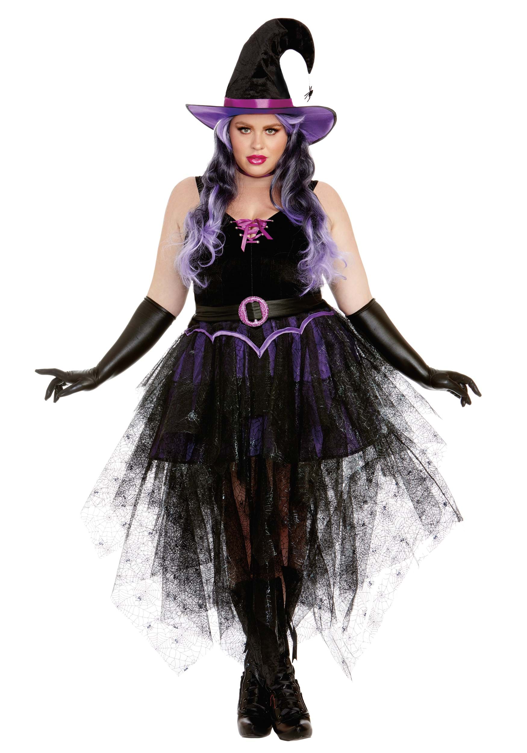 Image of Women's Plus Size Sexy Purple Witch Costume ID DR12018X-2X