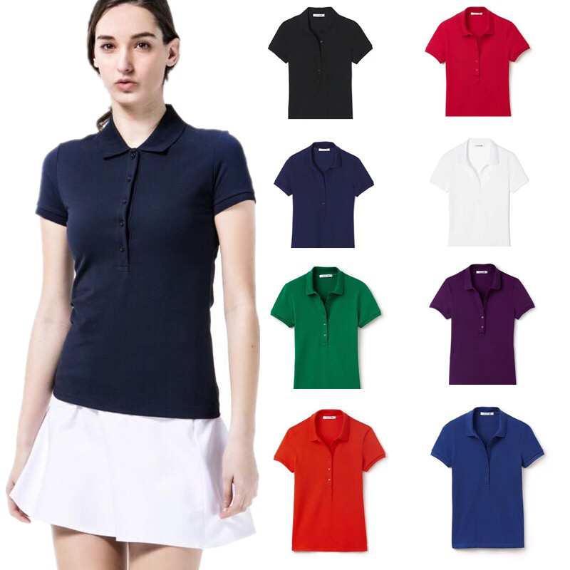 Image of Womens Polos Shirt Top Embroidery Short Sleeve Cotton Jerseys Sales Clothing multiple colour Asian size feminine t shirts slim fit polo dres