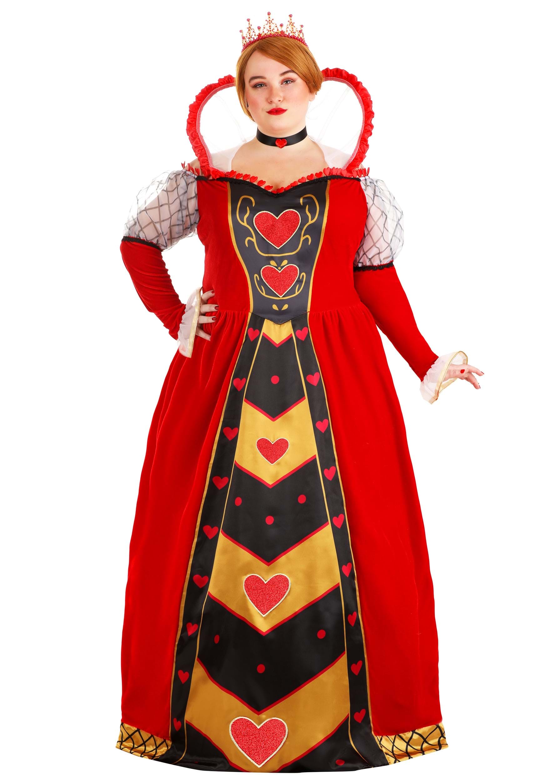 Image of Women's Premium Queen of Hearts Plus Size Costume ID FUN3841PL-1X