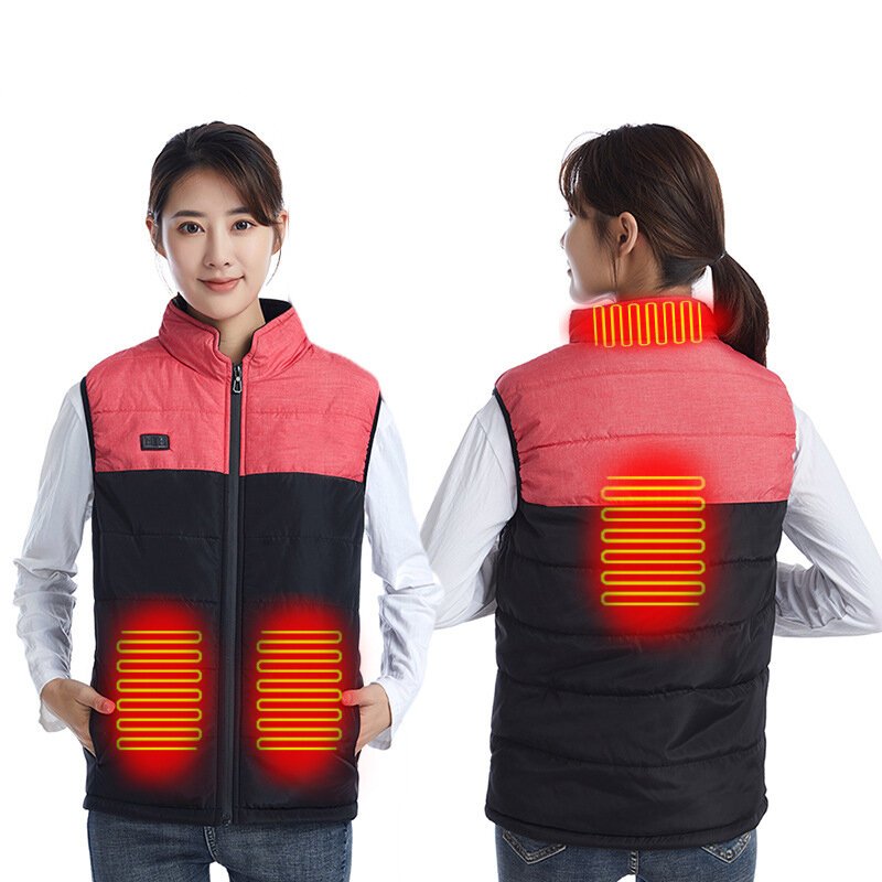 Image of Women's Smart Electric Vest Four Zone Heating Warm Windproof Winter Lightweight Heated Vest