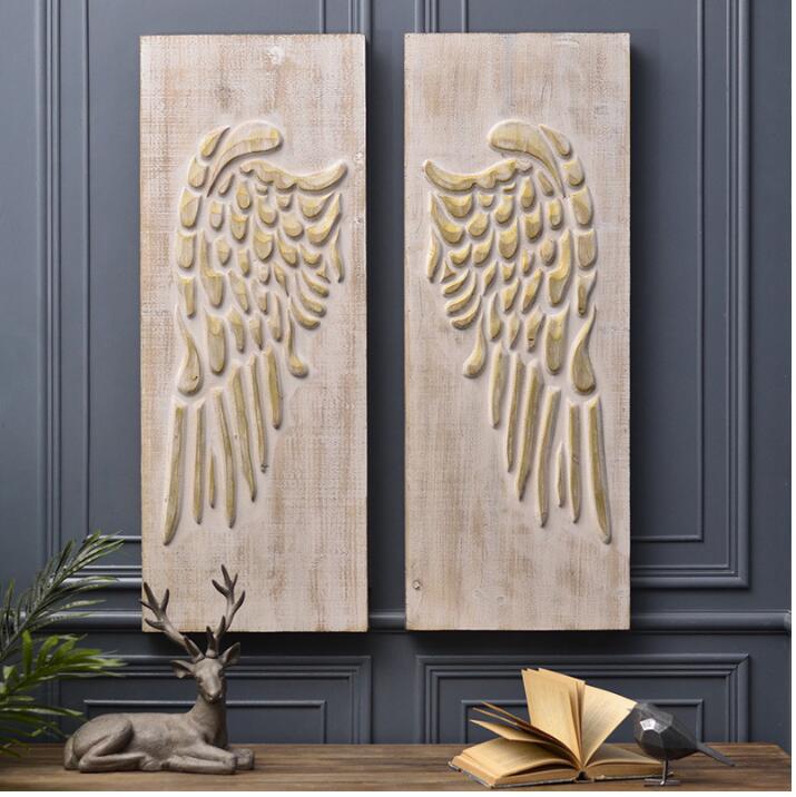 Image of Wooden Wings American Home Decorative Objects Wall Decoration Solid wood porch household ornaments Cafe Hotel Restaurant
