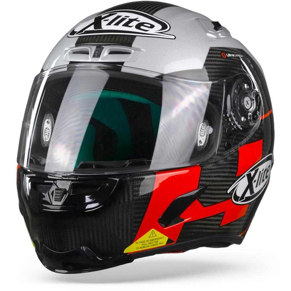 Image of X-Lite X-803 Ultra Carbon 51 Petrucci Test Carbon Black White Red Full Face Helmet Size 2XL EN