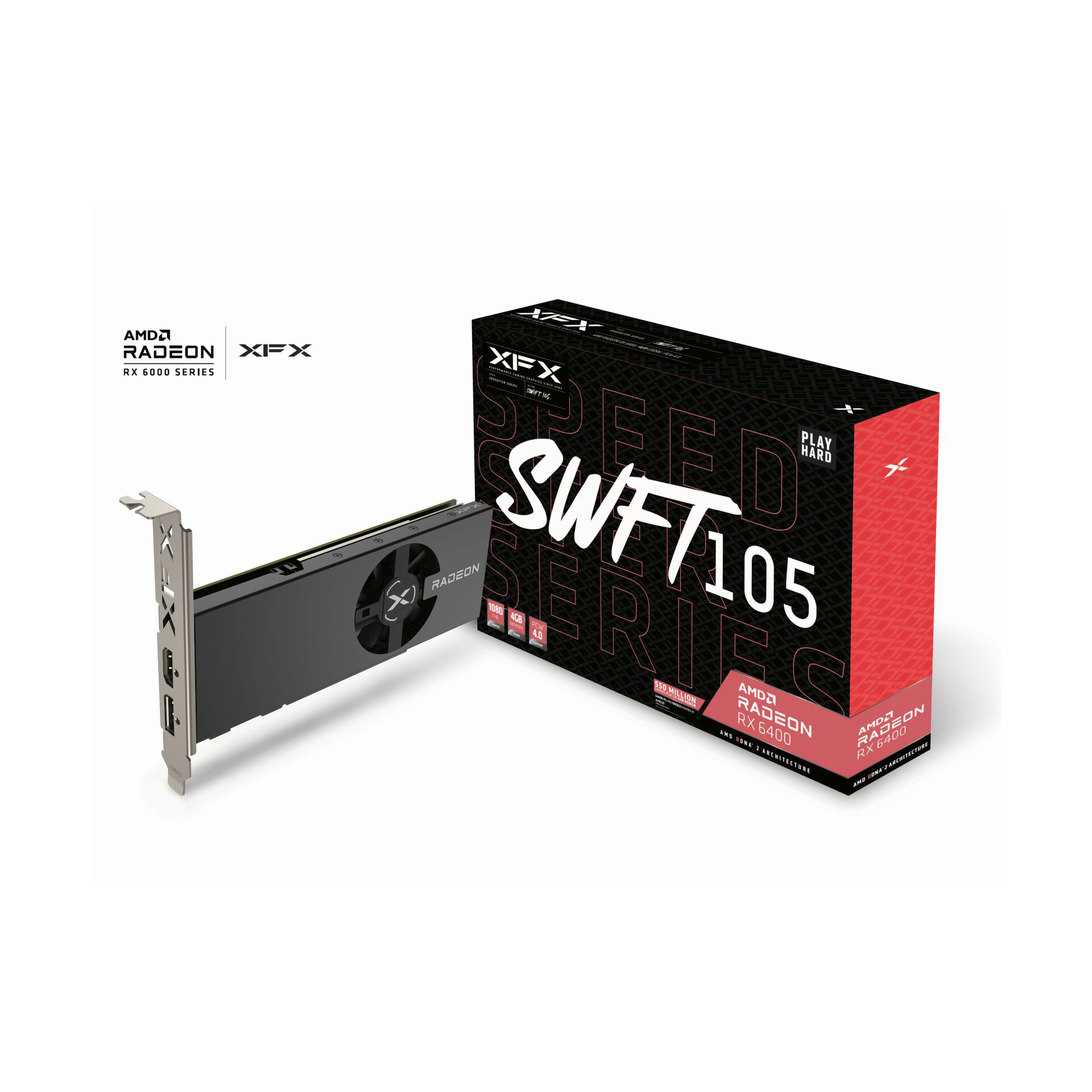 Image of XFX Speedster SWFT105 Radeon RX 6400 Gaming Graphics Card with 4GB GDDR6 AMD RDNA 2