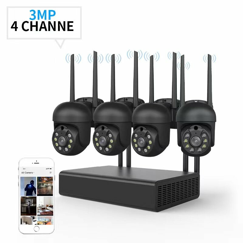 Image of XIAOVV 4CH 3MP Security Camera System Surveillance H265+ P2P 5X Zoom WIFI IP Camera NVR Kit Home IP CCTV Camera Set Ese