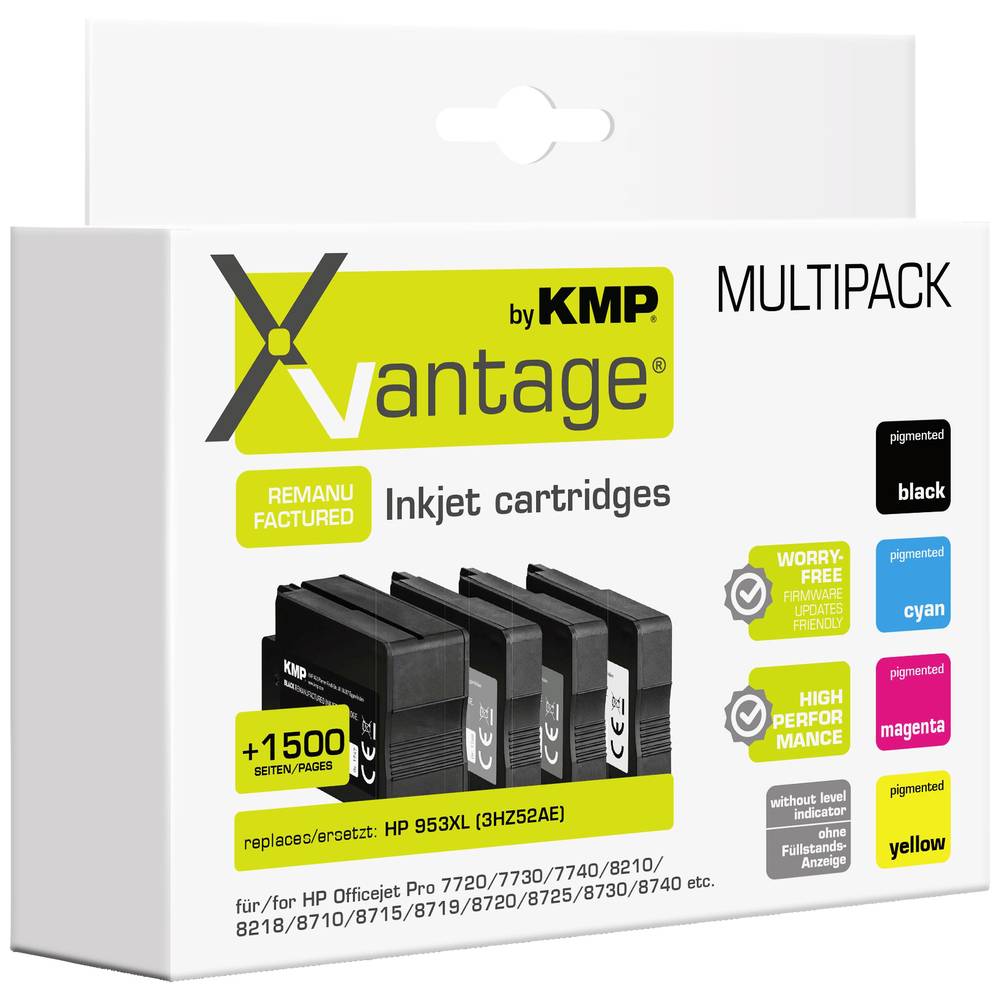 Image of Xvantage Ink replaced HP 953XL L0S70AE F6U16AE F6U17AE F6U18AE Compatible Set Black Cyan Magenta Yellow 17474085