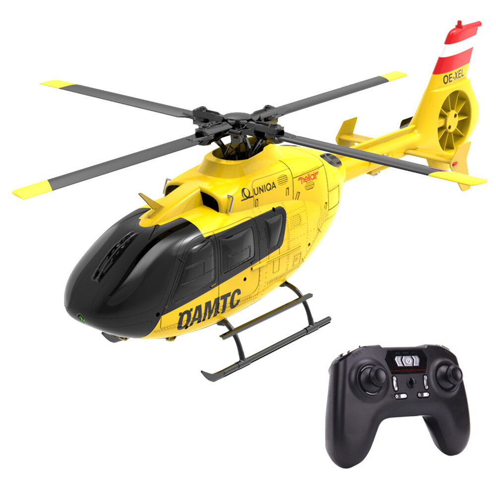 Image of YXZNRC F06 24G 6CH 1:36 EC135 Scale Yellow Fuselage Flybarless RC Helicopter RTF