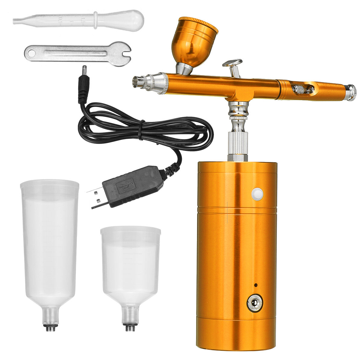 Image of Yellow/Red/Rose Gold Airbrush Air Pump Set Rechargeable Portable Air Pump Airbrush Tool Handheld Inkjet