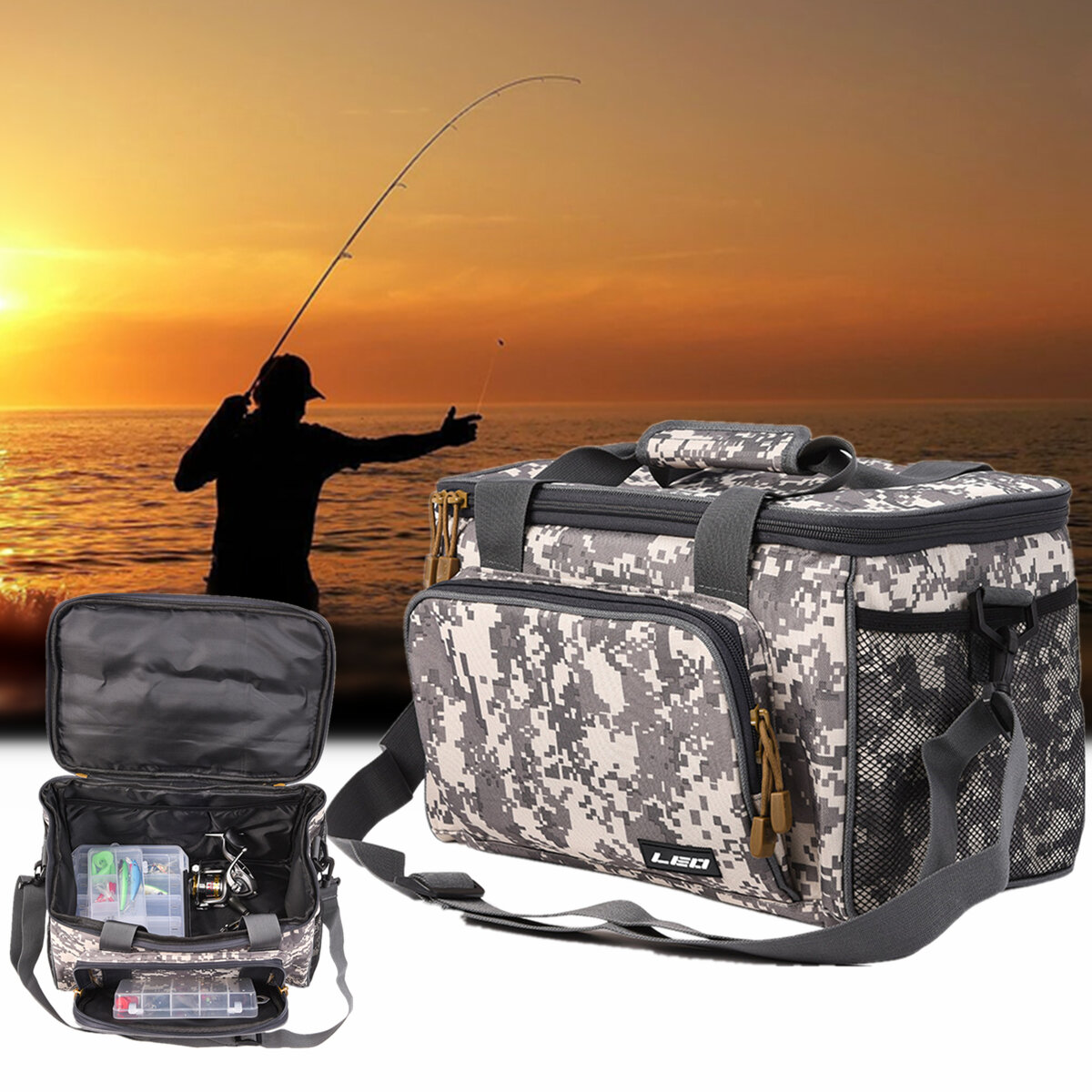 Image of ZANLURE Canvas Fishing Bag Waterproof Fishing Lure Bait Bag Multifunctional Handbag