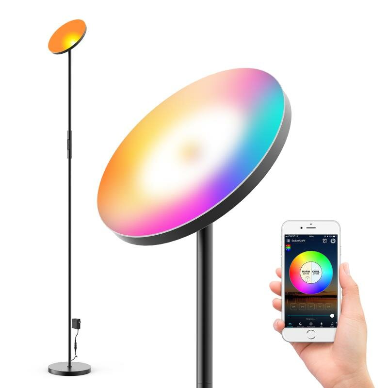Image of ZENGGE AC100-240V 24W Smart Wifi RGB+CCT 2000LM Floor Lamp Dimmable APP Voice Control Works with Google Home Alexa