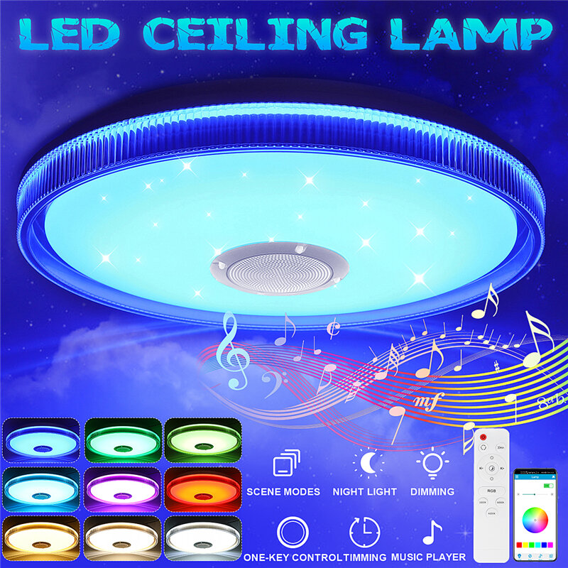 Image of bluetooth WiFi LED RGB Music Ceiling Lamp+Remote Control for Kitchen Bedroom Bathroom 85-265V/220V/110-220V