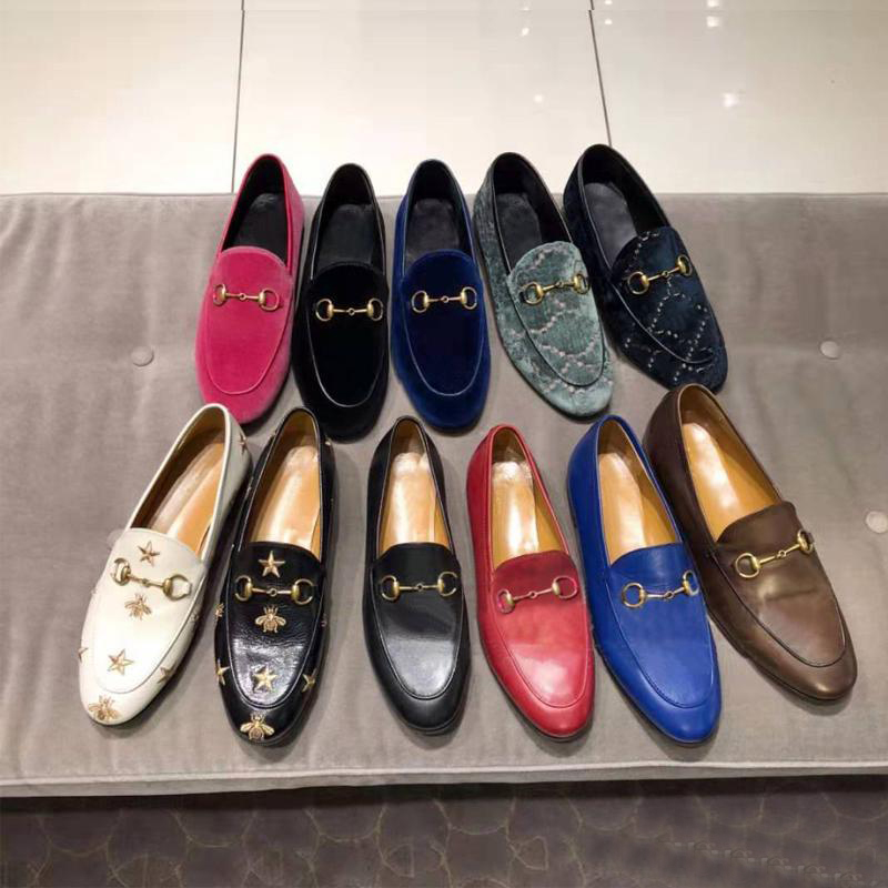 Image of classic women Flat Dress shoes 100% Authentic cowhide Metal buckle Lady leather casual shoe Mules Princetown Men Trample Lazy designer Slide