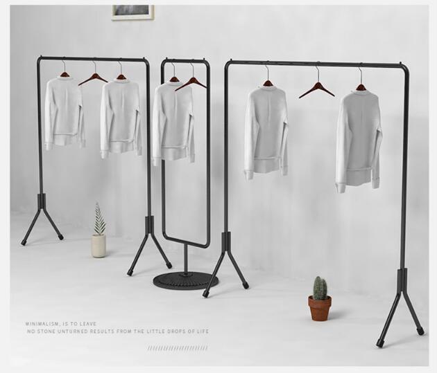 Image of clothing display rack Bedroom Furniture Nordic Iron Art Garment Frame Simple Creative Lichen Hat Black Hanging Racks