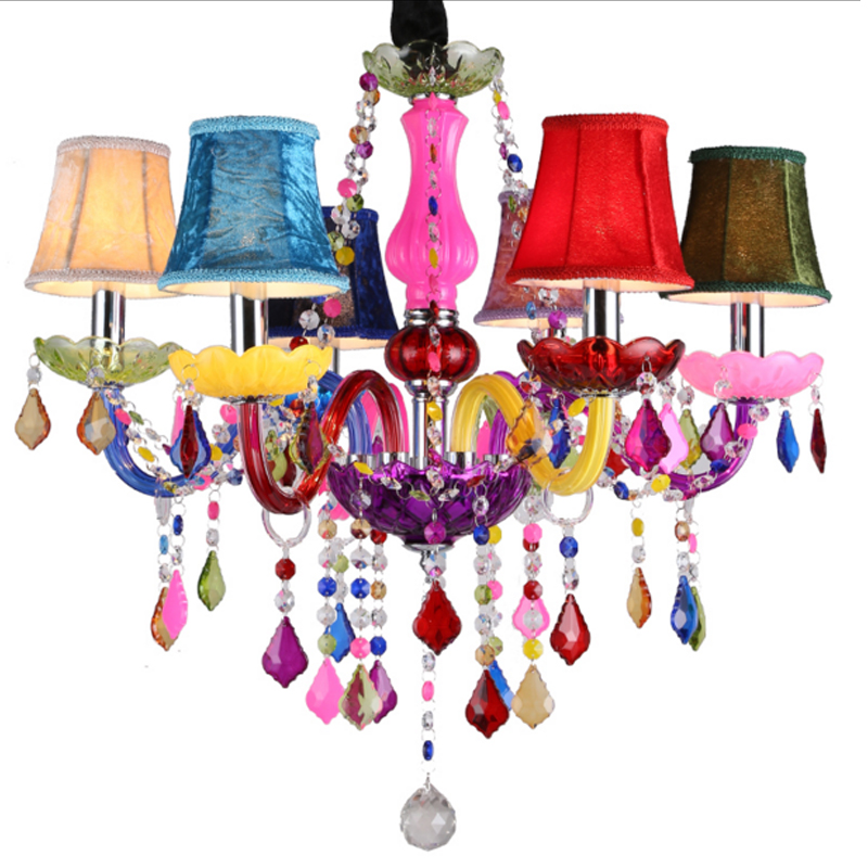 Image of colorful crystal chandelier villa model living room bedroom light Shop window display lamp hotel lobby shopping mall crystal chandeliers