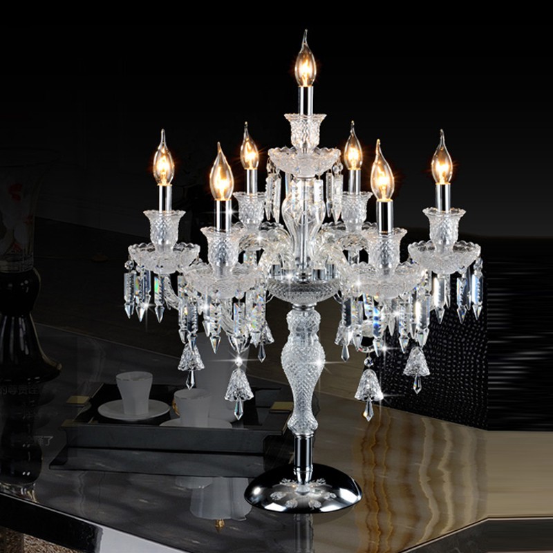 Image of crystal table lamps for bedroom luxury high quality table lights lobby decoration lighting led desk decorate candlestick lamp