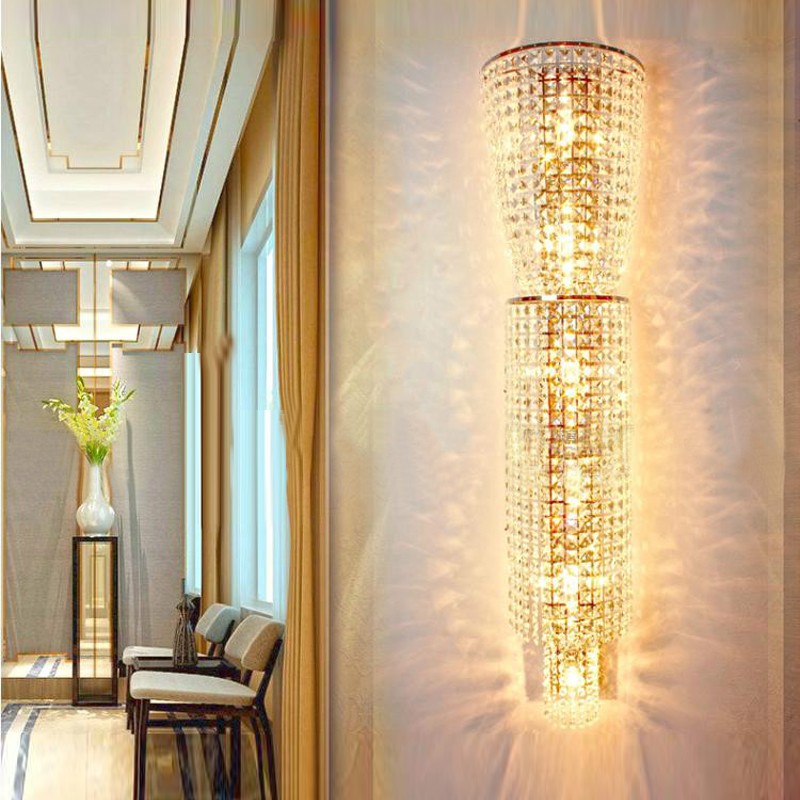 Image of decorative crystal wall lamp mounted light sconce living room bedside led wall lights hotel lobby Banquet hall Market bedroom lamps