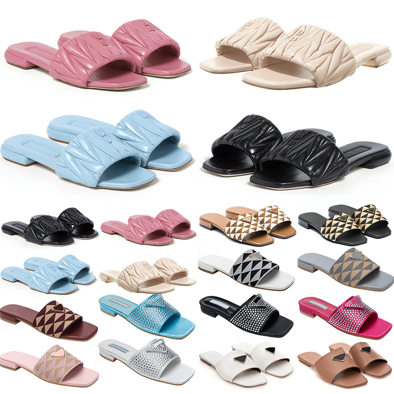 Image of espadrille designer for women Sandals slides slippers miui platform luxury black pink womens girl monolith foam rubber matelasse nappa leath