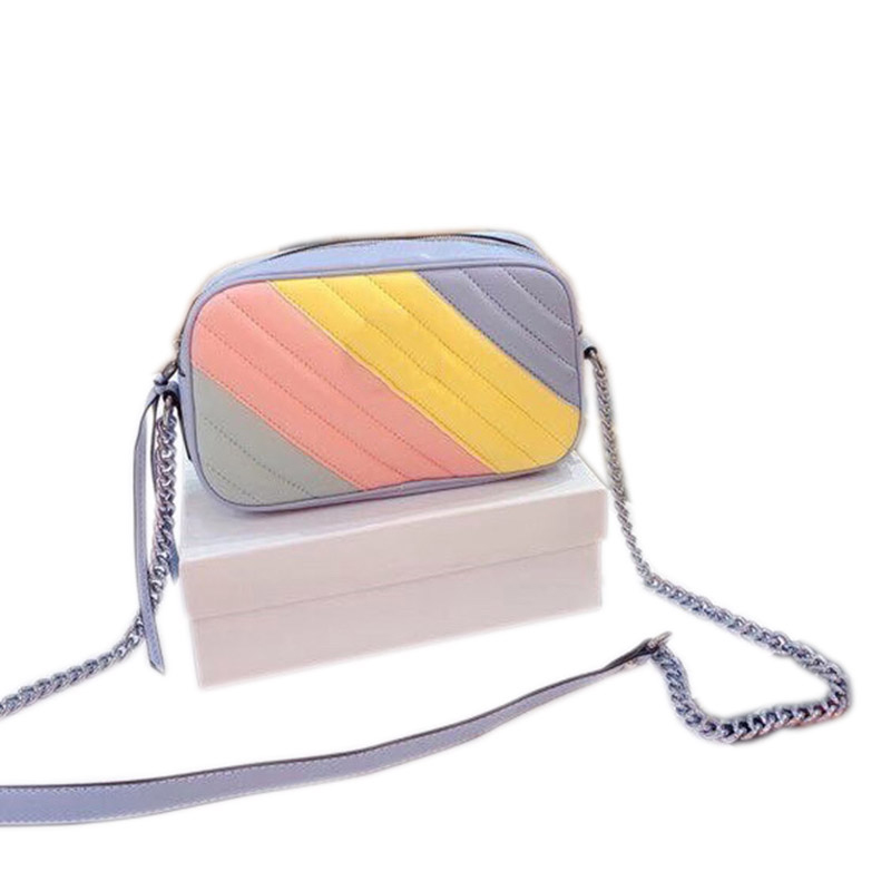 Image of fashion women shoulder bags messenger gbag rainbow wallet handbag chain combination youth vitality with box 23146cm