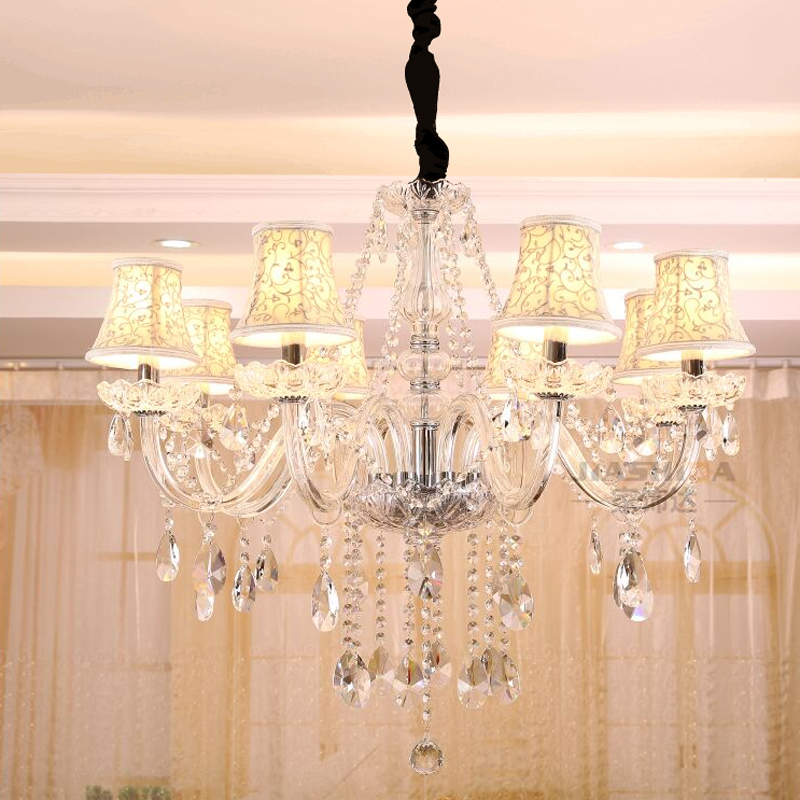 Image of foyer bar crystal Chandelier Bed Room Vintage lamp candle pendant light with Lampshade fashion crystal hanging lighting fixture