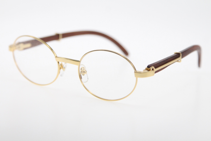 Image of high quality Hot Wholesale 51551348 Gold Wood Eyeglasses Women Round Vintage Metal Glasses Fashion Eyewear with box C Decoration