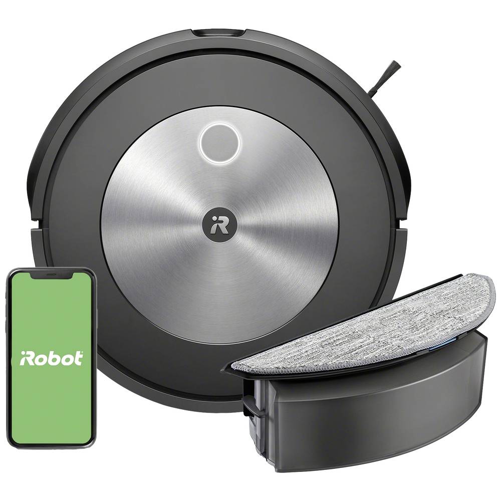 Image of iRobot Roomba Combo J5178 Robotic vac/sweeper Graphite Voice-controlled App-controlled Alexa compatibility Google