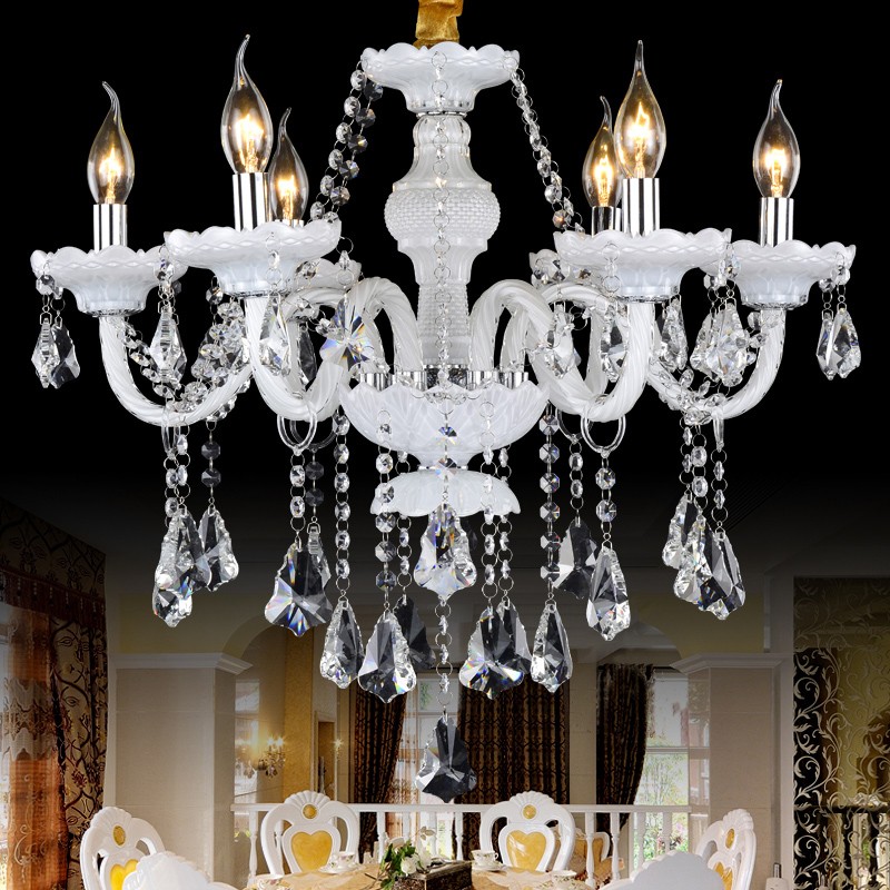 Image of living room bedroom study crystal chandelier Ceiling French romantic crystal chandeliers lamp 8 lights handmade glass art shade maria theresa lighting