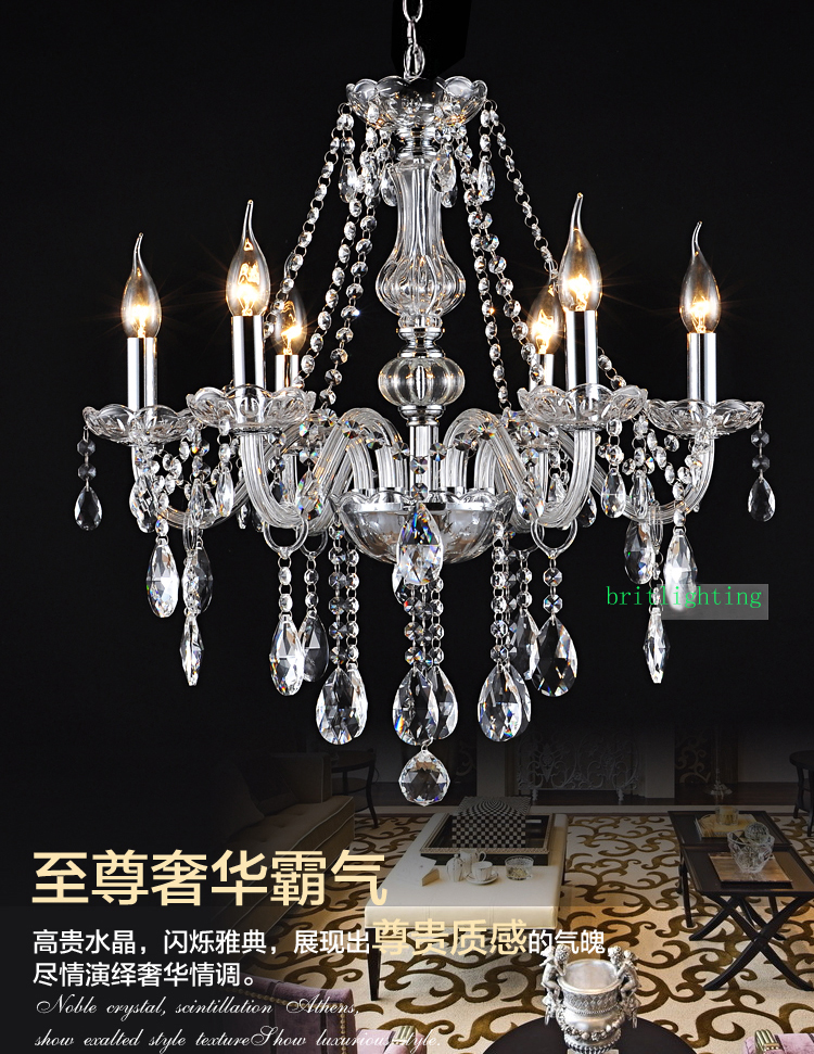 Image of luxury crystal chandelier bedroom modern lamps 6 lights for living room gold interior lighting LED ceiling chandeliers hanging