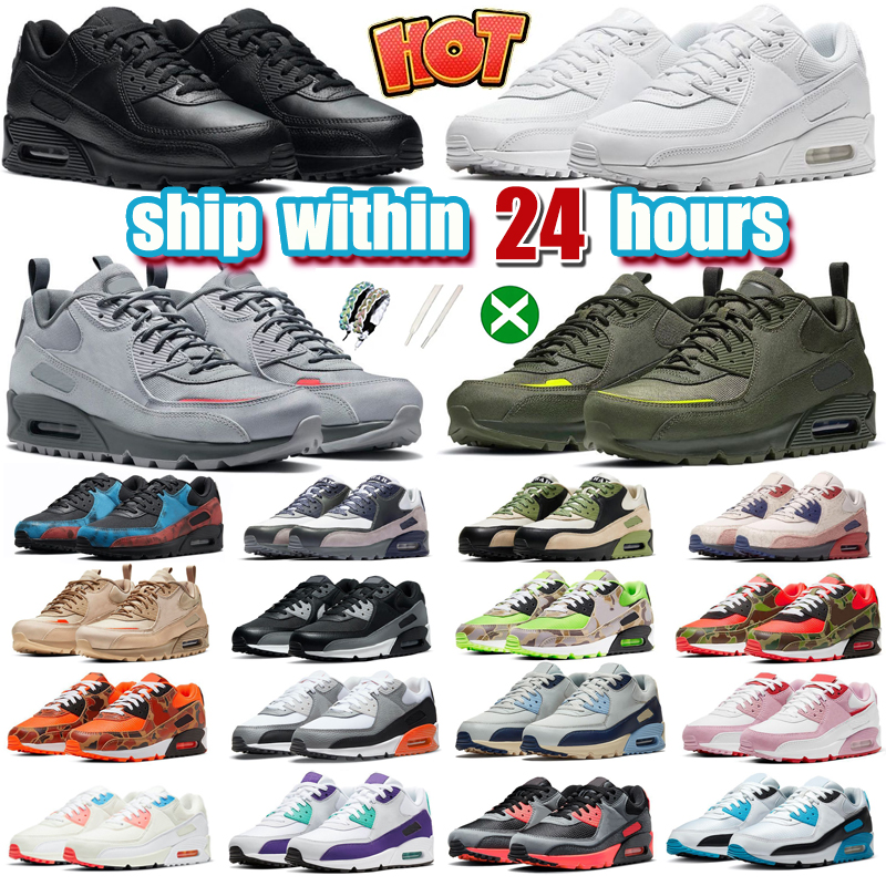 Image of max 90 running shoes Triple Black White men sneakers 90s women chaussures Solar Flare Photon Dust Safety Orange Sail UNC Camowabb outdoor sp