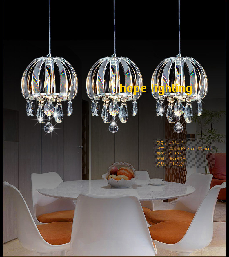 Image of modern pendant lamp crystal Kitchen Hanging Lighting Contemporary Pendant Lights island indoor hotel mall bar