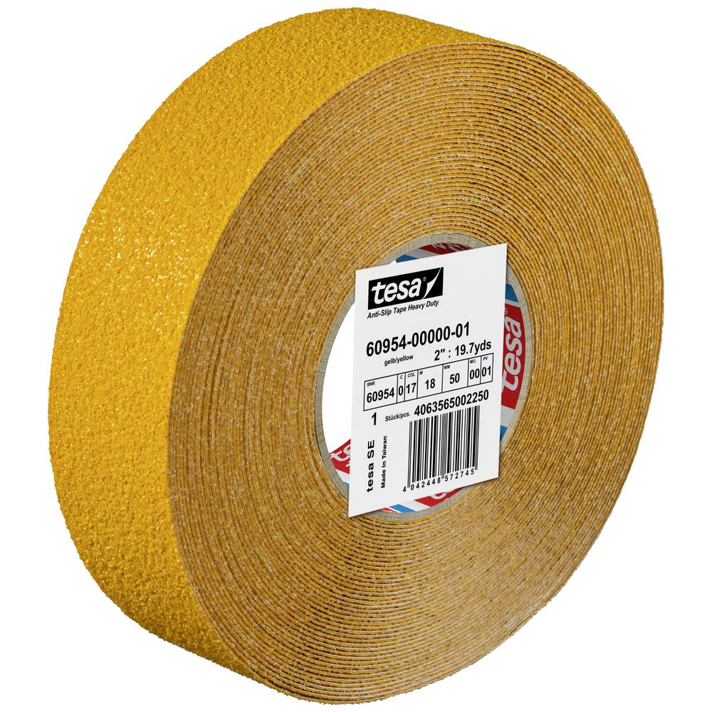 Image of tesa ANTI-RUTSCH 60954-00000-01 Anti-slip tape tesaÂ® Yellow (L x W) 18 m x 50 mm 1 pc(s)