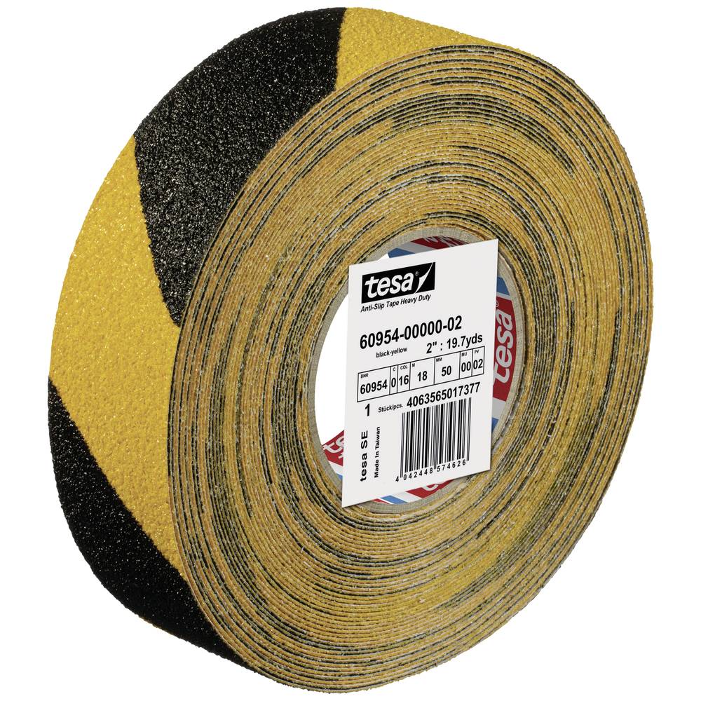 Image of tesa ANTI-RUTSCH 60954-00000-02 Anti-slip tape tesaÂ® Black-yellow (L x W) 18 m x 50 mm 1 pc(s)