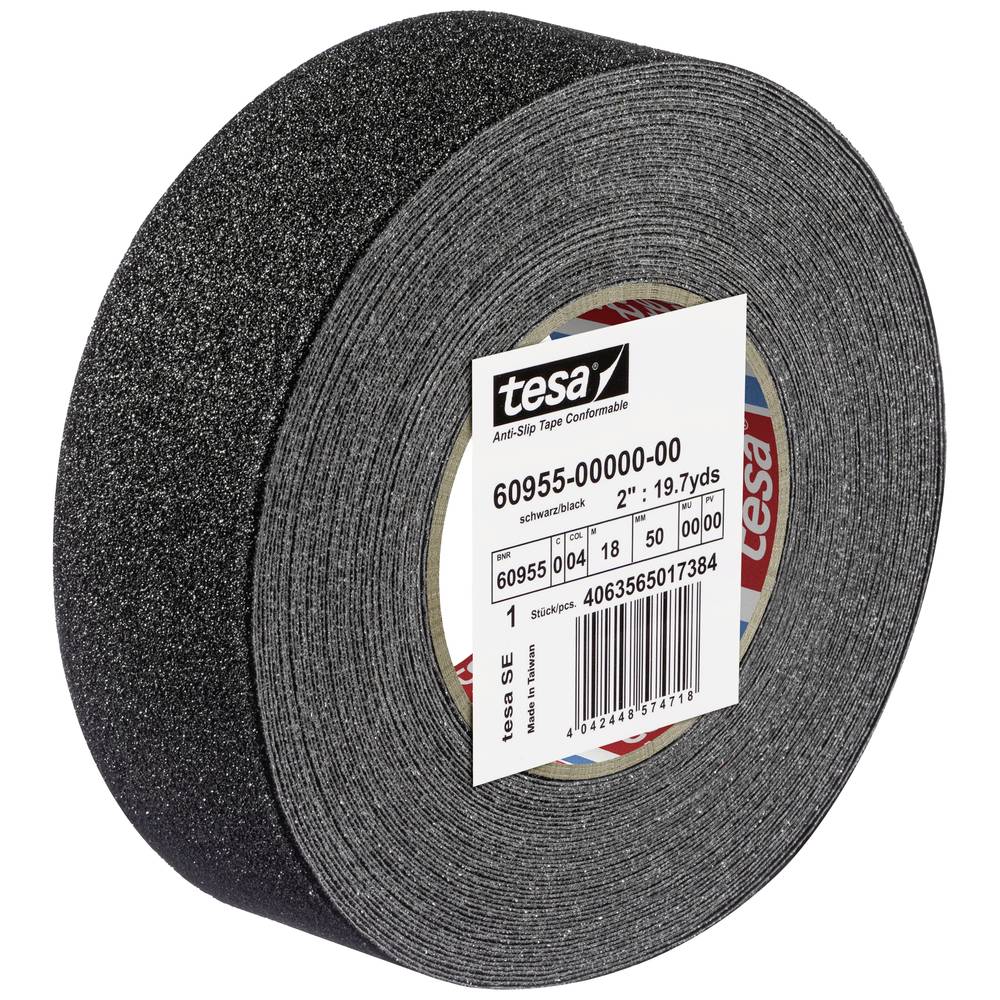 Image of tesa ANTI-RUTSCH 60955-00000-02 Anti-slip tape tesaÂ® Black/yellow (L x W) 18 m x 50 mm 1 pc(s)
