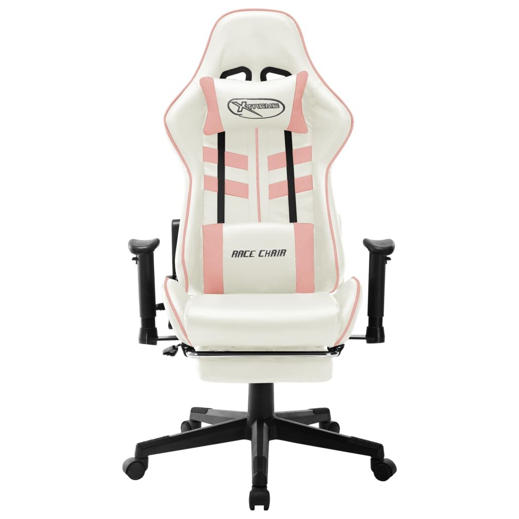 Image of vidaXL Gaming Chair Pink+White High Back Height-adjustable Design Thickly Padded with lumbar Pillows Footrest 360° Swive
