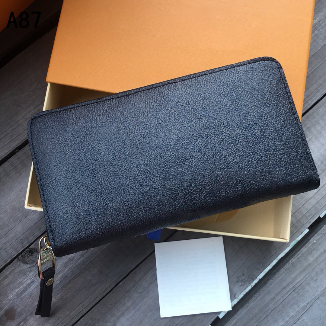 Image of wallets Purse card holders Fashion Designer Clutch Genuine Leather Zippy Wallet with Original box dust bag Emboss flower luxury 8 card slots