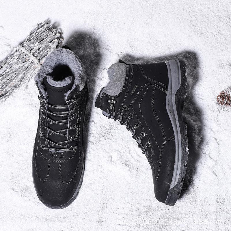 Image of warm mens boots winter large men snow bootss velvet padded hightop cotton shoes waterproof nonslip short classic