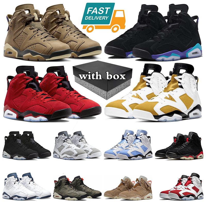 Image of with box jumpman 6 basketball shoes 6s mens trainers Toro Bravo Brown Kelp Black Metallic Silver Cool Grey UNC Infrared Olive men sports sneakers