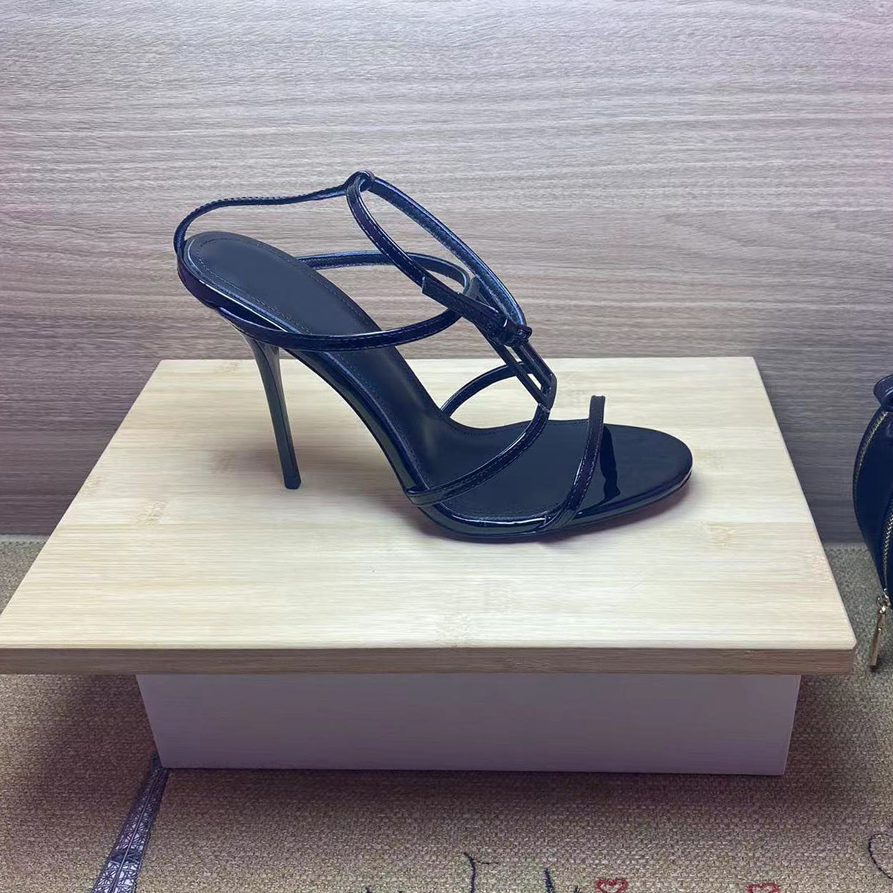 Image of womens Sandals heels designer shoes party fashion 100% leather Dance shoe new sexy Super 10cm Lady wedding Metal Belt buckle High Heel Woman